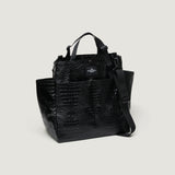 CARRY-ALL BEACH BAG - BLACK CROCO VEGAN LEATHER