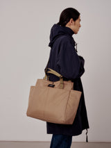 CARRY-ALL BEACH BAG - DARK BEIGE PUFFER NYLON TWILL