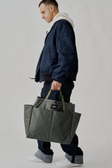 CARRY-ALL BEACH BAG - KHAKI GREEN PUFFER NYLON TWILL
