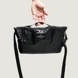 FANNYPACK CROSSBODY - BLACK CROCO VEGAN LEATHER