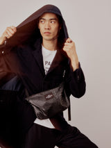 FANNYPACK CROSSBODY - BLACK CROCO VEGAN LEATHER