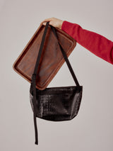 FANNYPACK CROSSBODY - BLACK CROCO VEGAN LEATHER