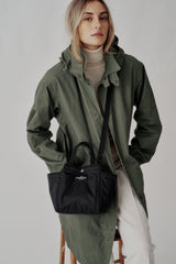 SMALL SIDE POCKET TOTE - BLACK PUFFER NYLON TWILL