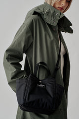 SMALL SIDE POCKET TOTE - BLACK PUFFER NYLON TWILL