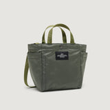 SMALL SIDE POCKET TOTE - KHAKI GREEN PUFFER NYLON TWILL