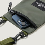 ZIPPER PASSPORT SHOULDER - KHAKI GREEN PUFFER NYLON TWILL