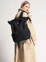 ZIPPER BACKPACK - BLACK NYLON CANVAS