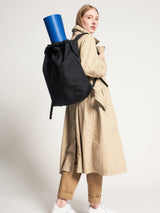 ZIPPER BACKPACK - BLACK NYLON CANVAS