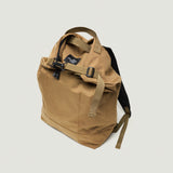 ZIPPER BACKPACK - KHAKI NYLON CANVAS