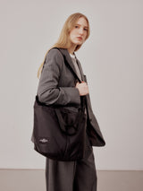 ZIPPER DUFFLE - MEDIUM - BLACK PUFFER NYLON TWILL