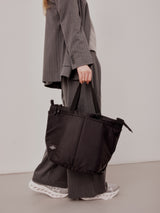 ZIPPER DUFFLE - MEDIUM - BLACK PUFFER NYLON TWILL