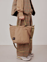 ZIPPER DUFFLE - MEDIUM - DARK BEIGE PUFFER NYLON TWILL