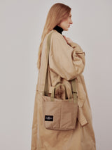 ZIPPER DUFFLE - SMALL - DARK BEIGE PUFFER NYLON TWILL