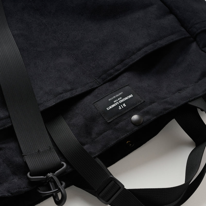 BIP x Engineered Garments CARRY-ALL BEACH BAG - BLACK VEGAN SUEDE