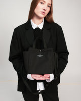 SMALL SIDE POCKET TOTE - BLACK RECYCLED POLYESTER