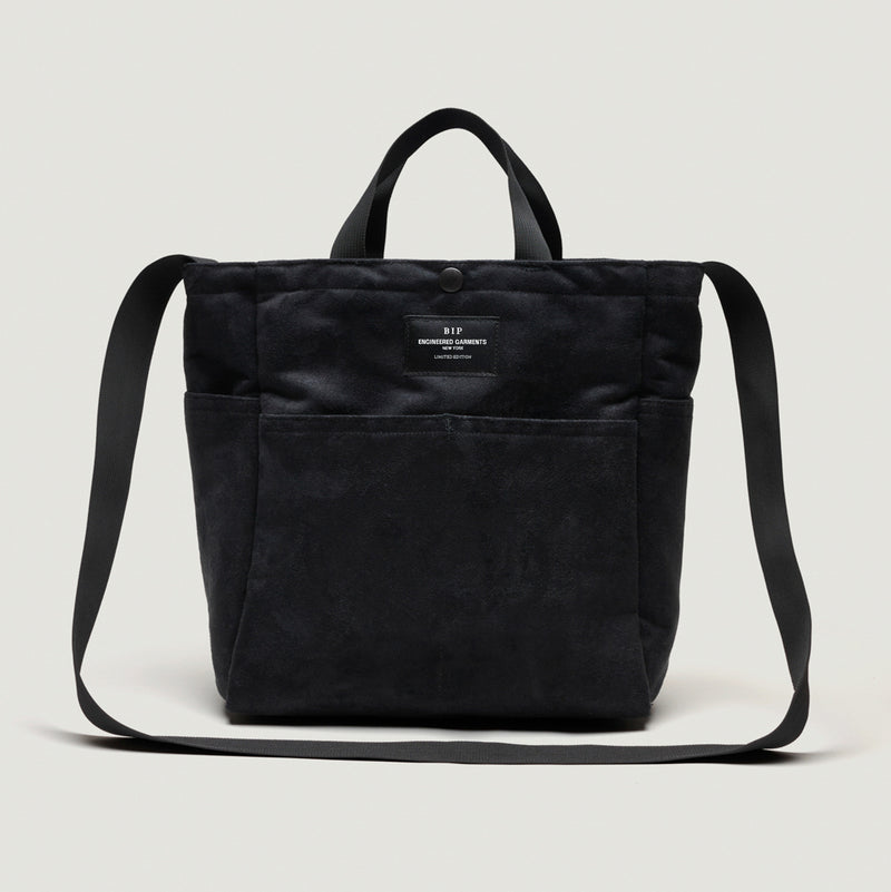 BIP x Engineered Garments MULTI-POCKET BAG MEDIUM - BLACK VEGAN SUEDE