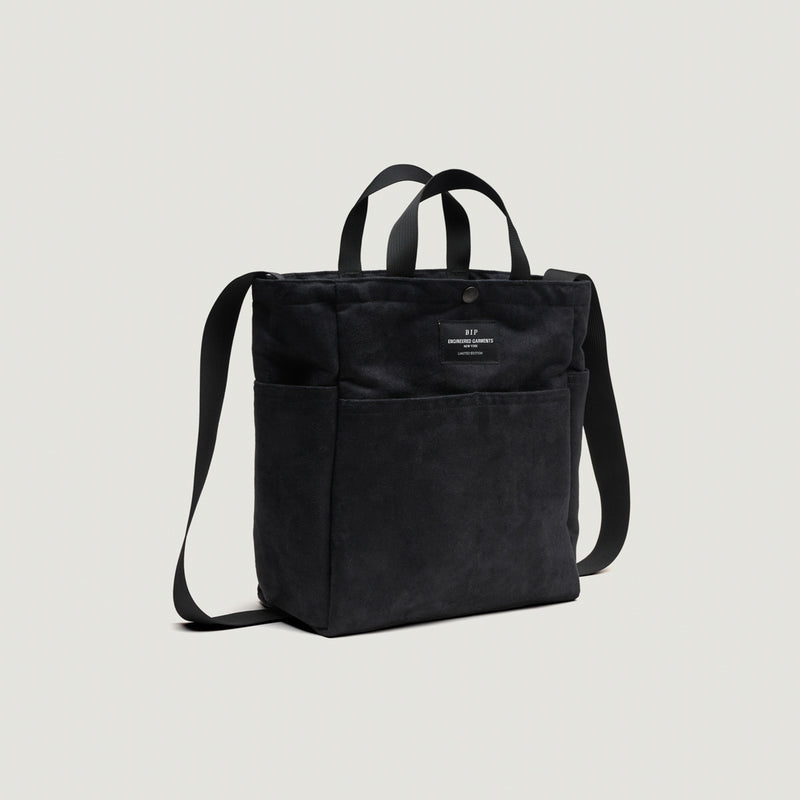 BIP x Engineered Garments MULTI-POCKET BAG MEDIUM - BLACK VEGAN SUEDE