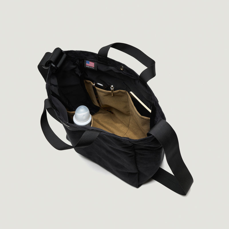 BIP x Engineered Garments MULTI-POCKET BAG MEDIUM - BLACK VEGAN SUEDE