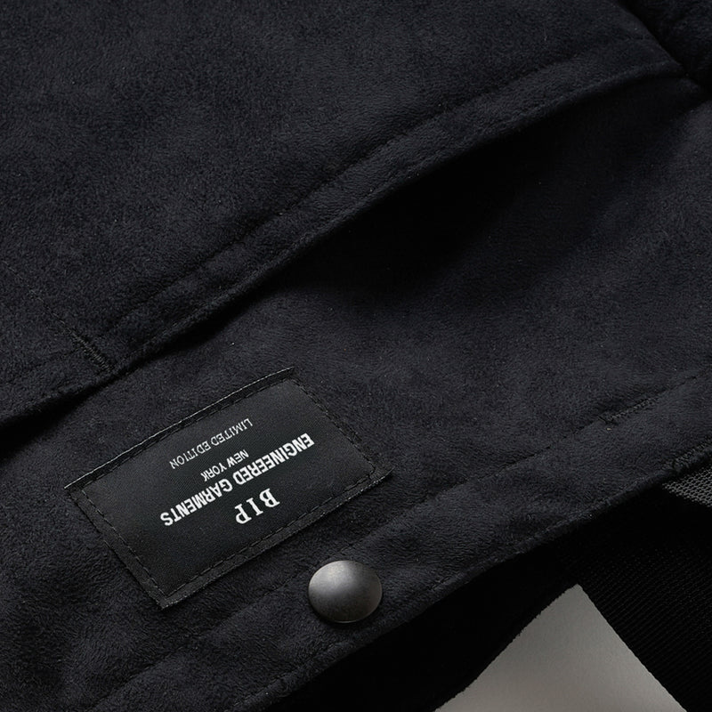 BIP x Engineered Garments MULTI-POCKET BAG MEDIUM - BLACK VEGAN SUEDE