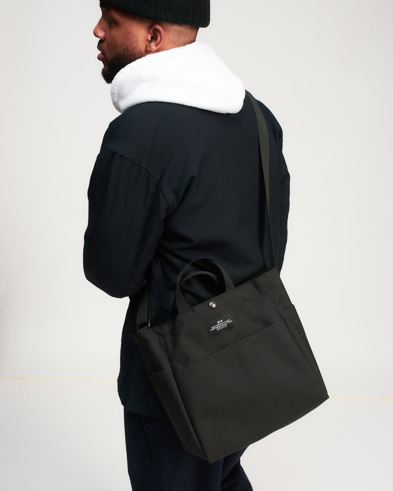 MULTI-POCKET BAG MEDIUM - BLACK NYLON CANVAS