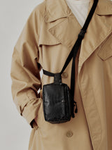 BELT POUCH MINI - BLACK CROCO VEGAN LEATHER