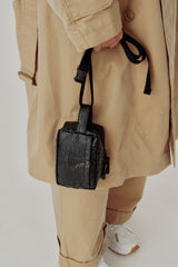 BELT POUCH MINI - BLACK CROCO VEGAN LEATHER