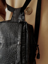 BELT POUCH MINI - BLACK CROCO VEGAN LEATHER