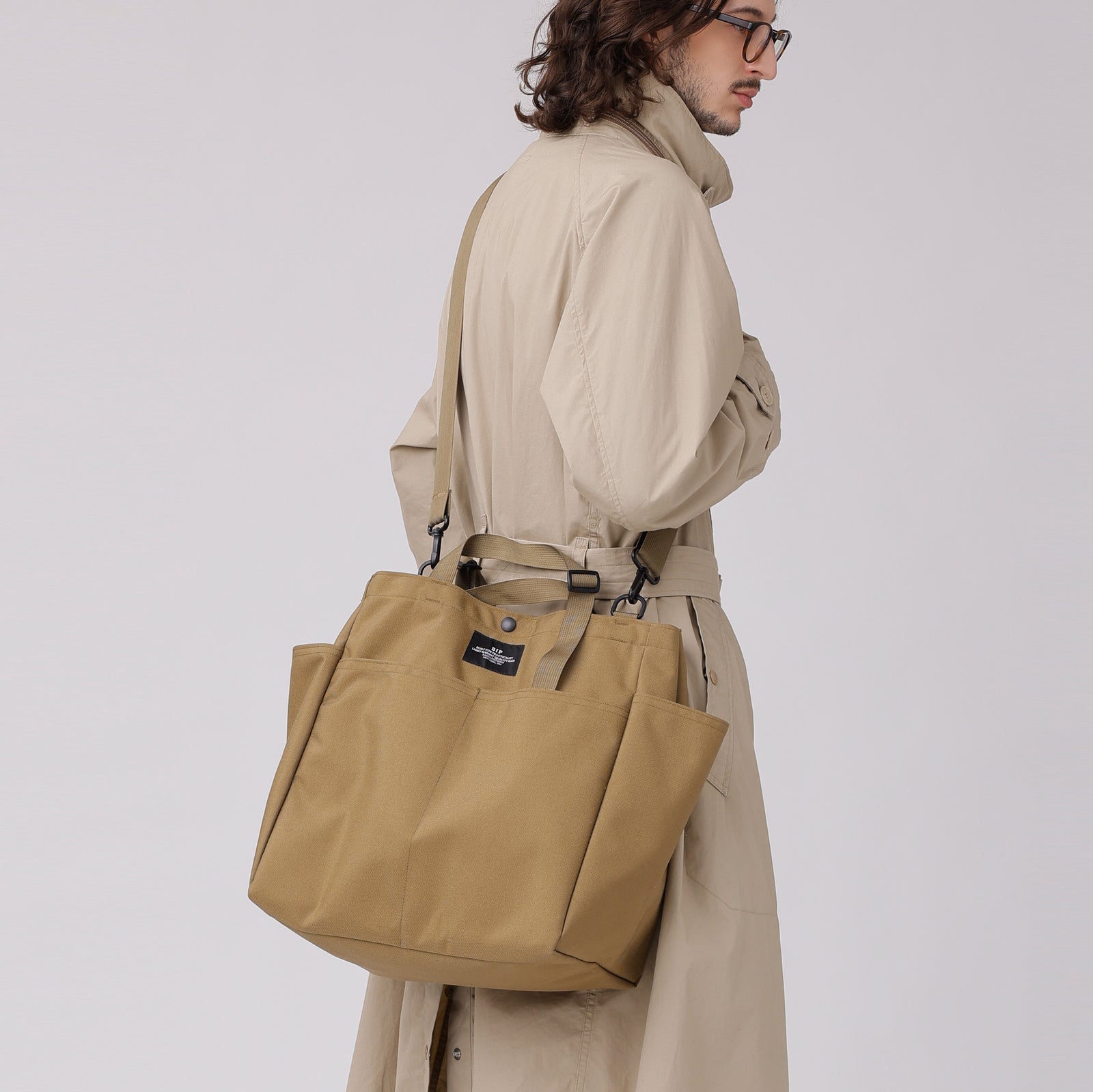 CARRY-ALL BEACH BAG - KHAKI NYLON CANVAS – BAGSINPROGRESS New York