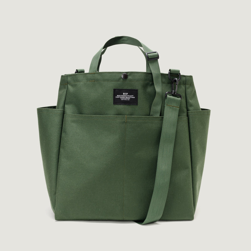 CARRY-ALL BEACH BAG - OLIVE NYLON CANVAS