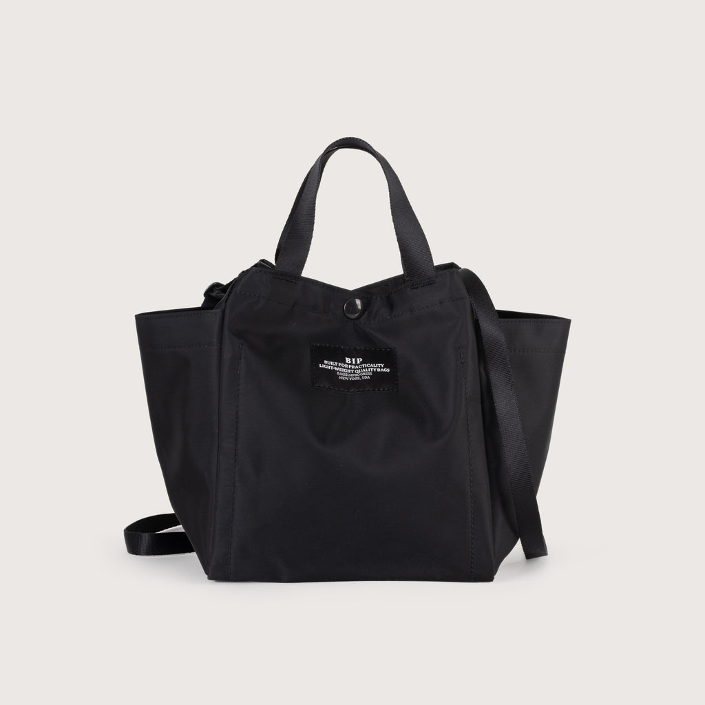 SMALL SIDE POCKET TOTE - BLACK NYLON TWILL – BAGSINPROGRESS New York