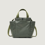 SMALL SIDE POCKET TOTE - KHAKI GREEN PUFFER NYLON TWILL