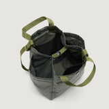 SMALL SIDE POCKET TOTE - KHAKI GREEN PUFFER NYLON TWILL