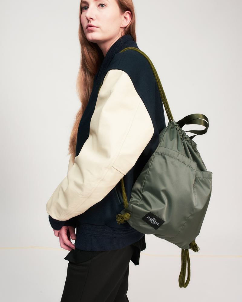 JOHN S BACKPACK KHAKI GREEN NYLON TWILL