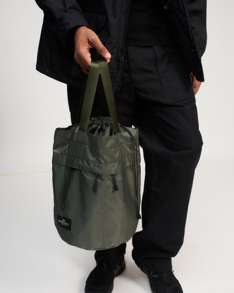 BUCKET BACKPACK - KHAKI GREEN NYLON TWILL