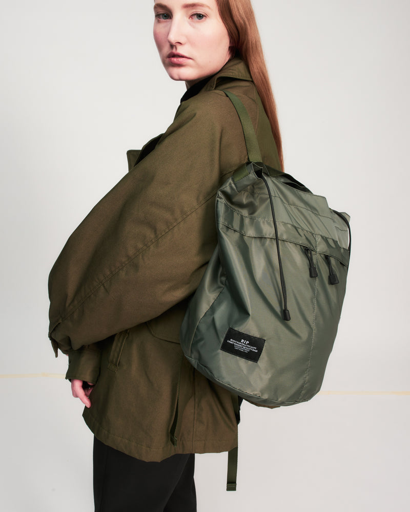 BUCKET BACKPACK - KHAKI GREEN NYLON TWILL