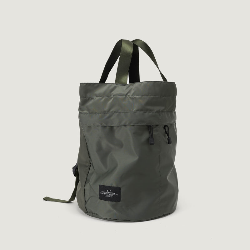 BUCKET BACKPACK - KHAKI GREEN NYLON TWILL