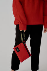 ZIPPER POUCH - RED NYLON TWILL
