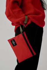 ZIPPER POUCH - RED NYLON TWILL