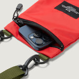 ZIPPER PASSPORT SHOULDER - RED PUFFER NYLON TWILL