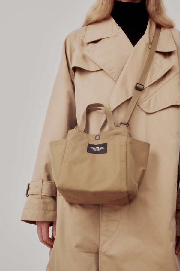 SMALL SIDE POCKET TOTE - KHAKI NYLON CANVAS