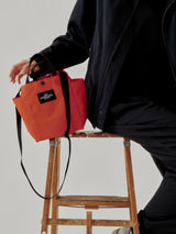 SMALL SIDE POCKET TOTE - REDDISH ORANGE NYLON CANVAS