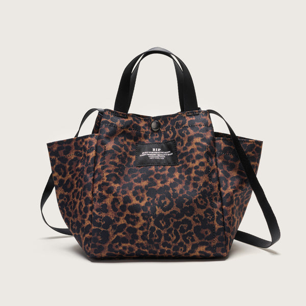 SMALL SIDE POCKET TOTE - LEOPARD RECYCLED POLYESTER