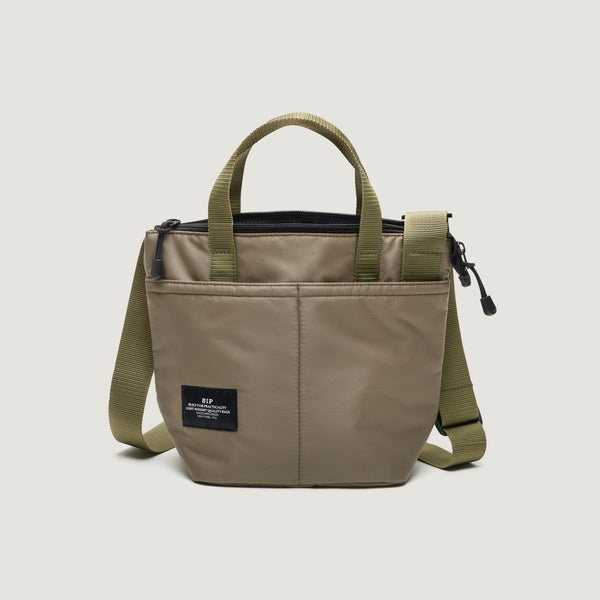 ZIPPER DUFFLE - SMALL - DARK BEIGE PUFFER NYLON TWILL